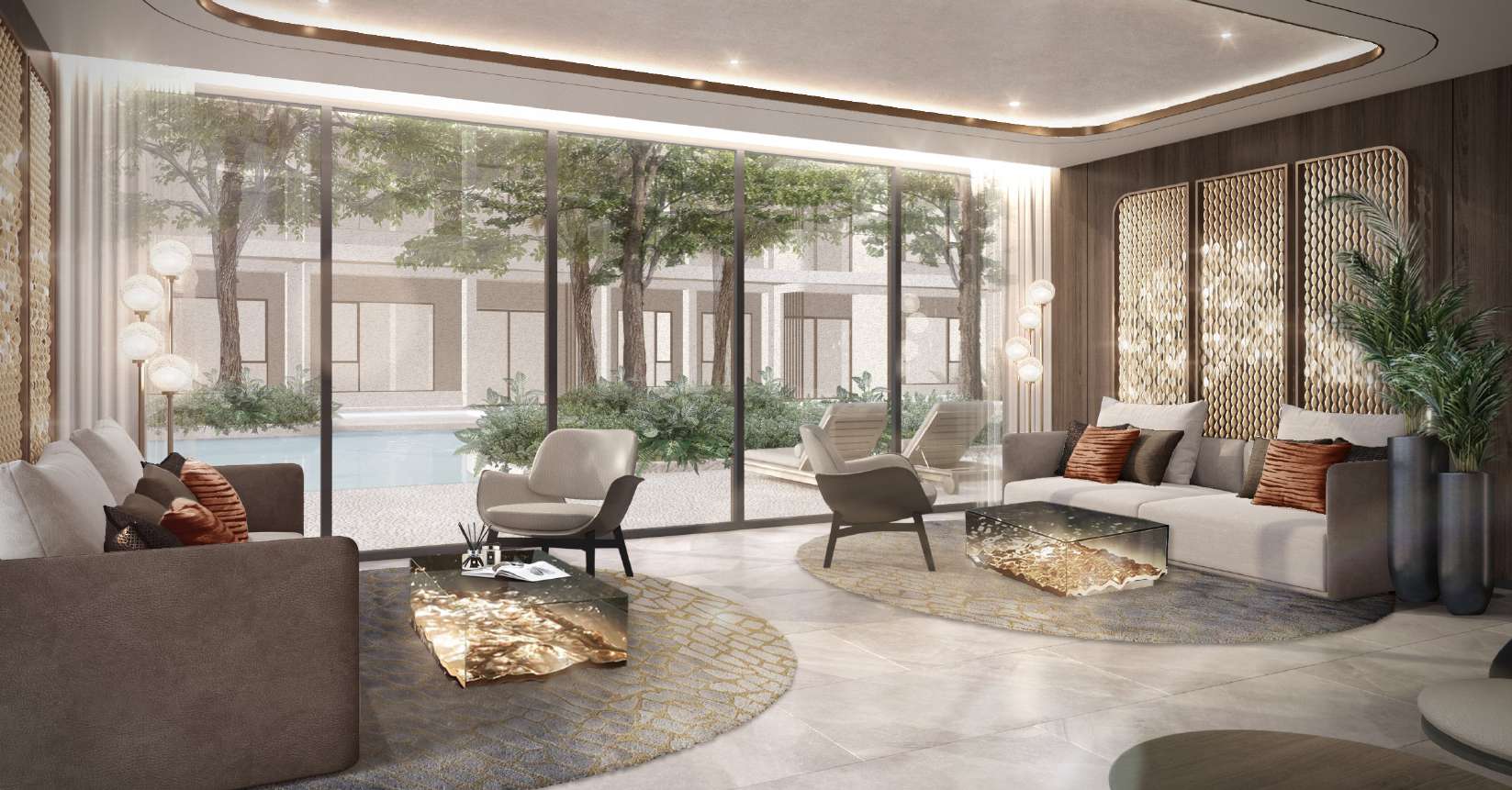 Lobby lounge with garden views