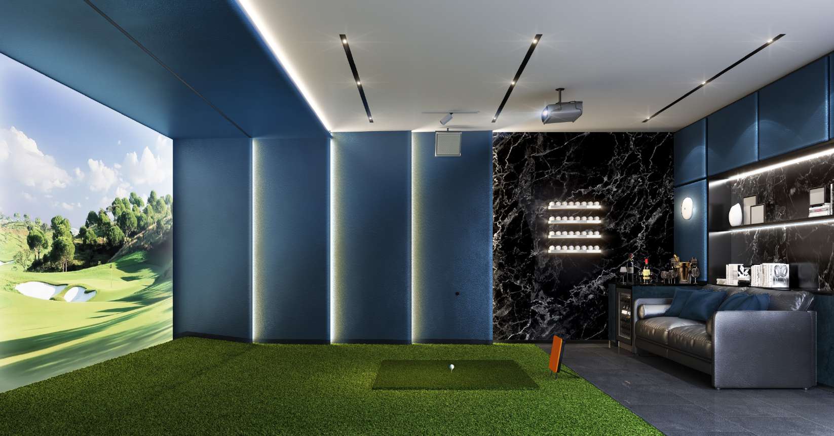Golf simulator room