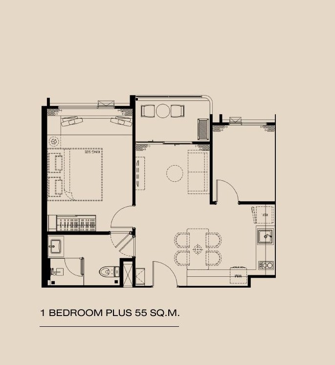 1 Bedroom Plus floor plan at The Modeva