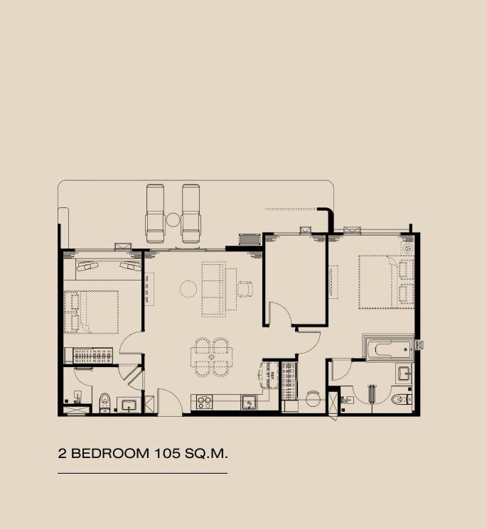 2 Bedroom floor plan at The Modeva